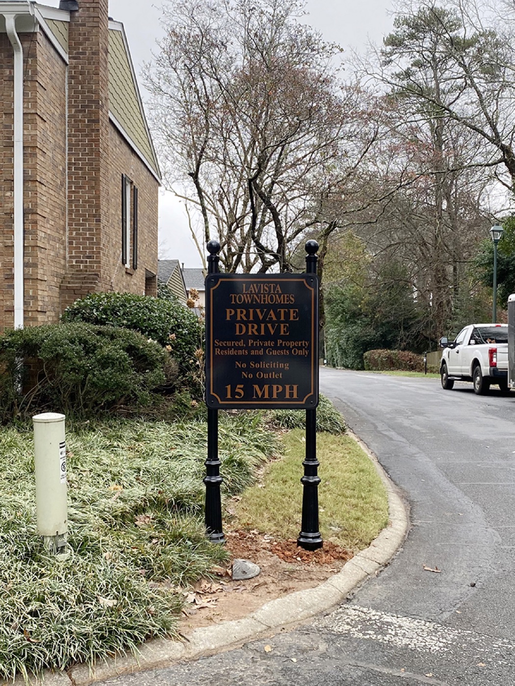 AOD private drive sign at Lavista Townhomes